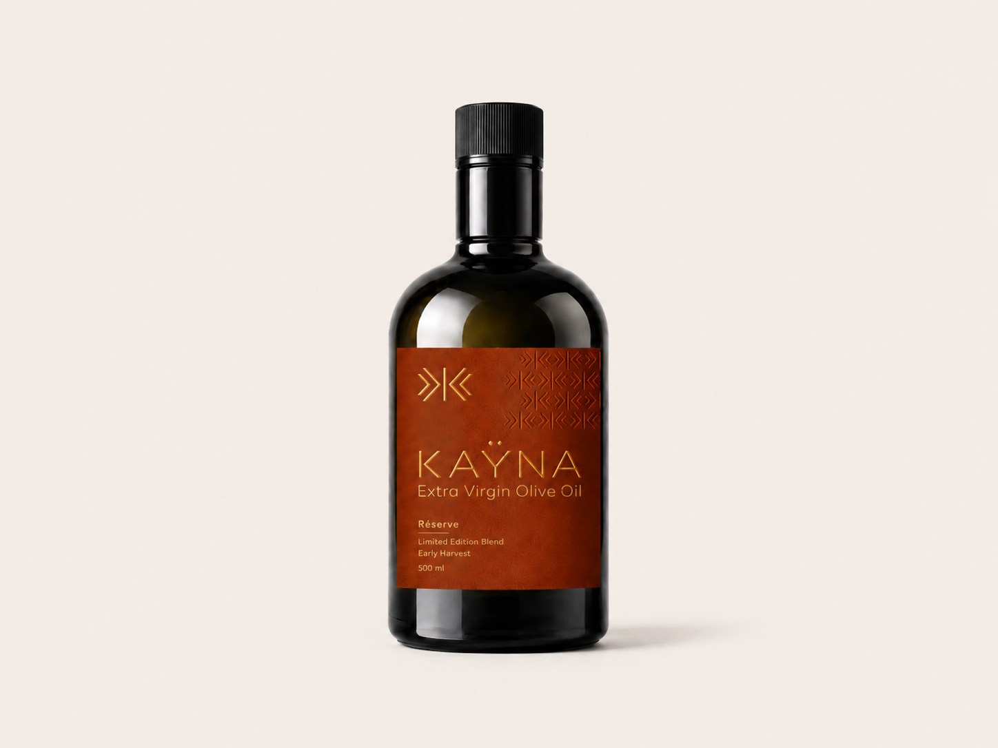 Bouteille KAŸNA Réserve — huile d'olive extra vierge, Limited Edition Blend, terracotta